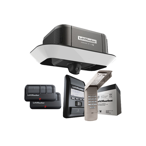 87504-267 Operador DC Silencioso, Camara Integrada, MyQ, Bateria de Respaldo, 2 Controles 893MAX, Keypad Inalambrico y Control de Pared
